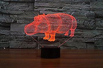 3d Hippo Night Light Led Usb 7 Color Change Led Table Lamp Xmas Toy Gift