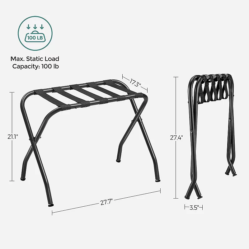 Luggage Rack， Suitcase Stand， Steel Frame， Foldable For Guest Room， Hotel， Bedroom