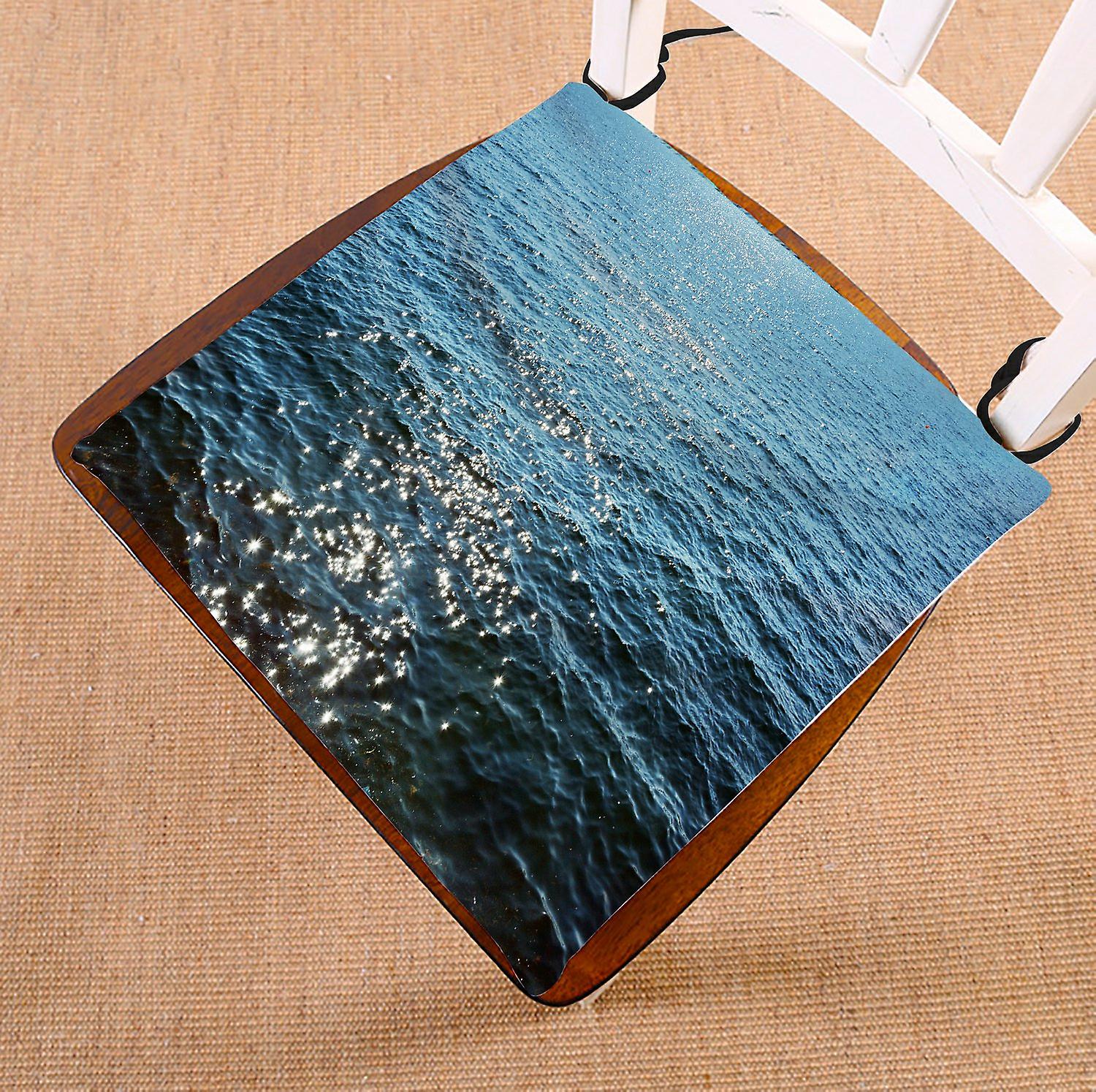 Beach Theme Chair Pad， Deep Blue Sea Ocean Waves Seat Cushion Chair Cushion Floor Cushion 50x50 Cm