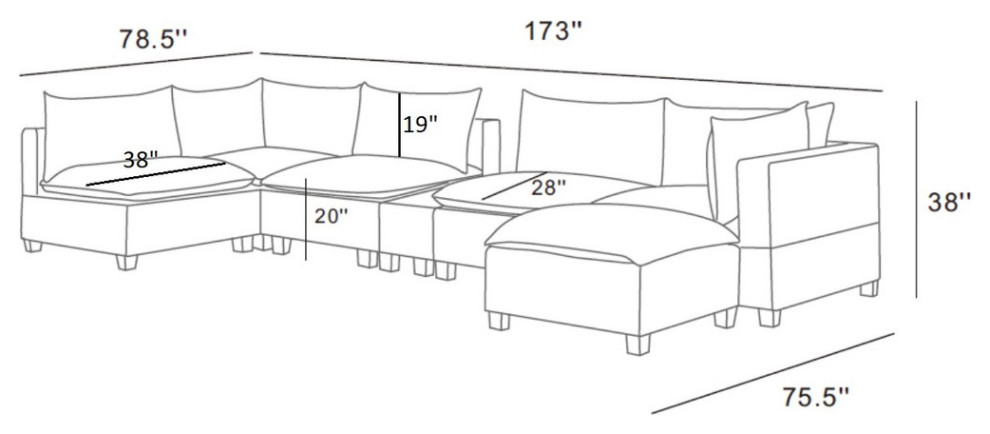 Madison Dark Gray 7 Piece Modular Sectional Chaise  USB Storage Console Table   Transitional   Sectional Sofas   by Kolibri Decor  Houzz