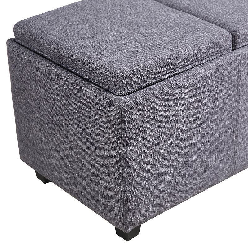 Simpli Home Avalon Rectangular Upholstered Storage Ottoman