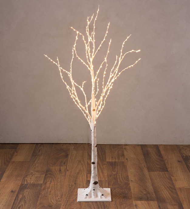 Plow and Hearth - Small Indoor / Outdoor Birch Tree With 300 Warm White Lights