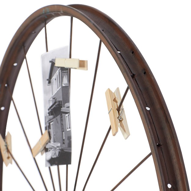 Metal Bike Wheel Wall Decor With Clothespin Photo Brown Olivia amp May