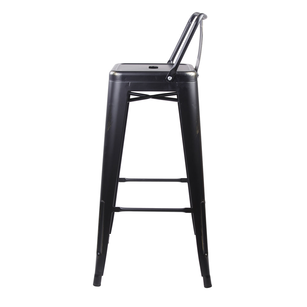 GIA Design Group 24 Inch Counter Height Low Back Metal Stool， Black