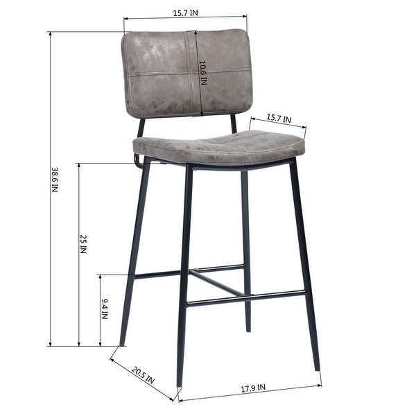 Counter Bar Stools with Metal Legs(Set of 2)， PU Leather