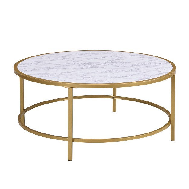 Joseph Faux Marble Top Round Coffee Table Gold Carolina Chair amp Table