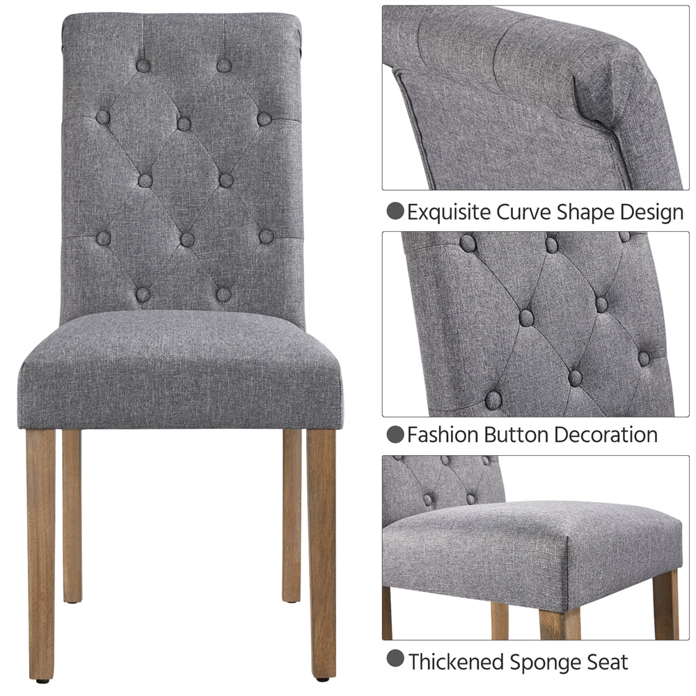 SmileMart 6pcs Padded Parsons Fabric Upholstered Dining Chairs， Dark Gray