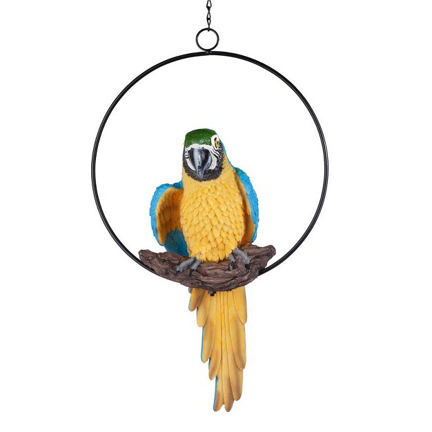 Design Toscano Polly In Paradise Parrot On Ring Perch Medium