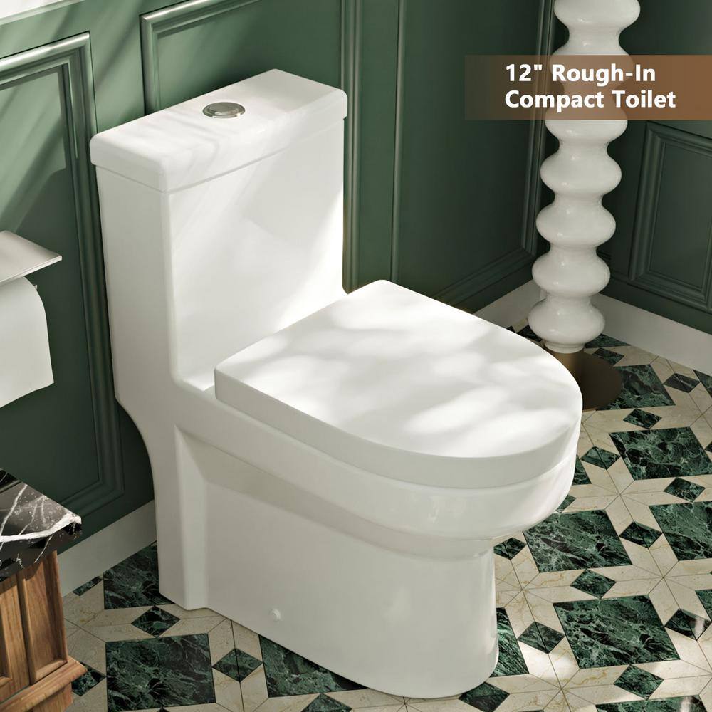 DEERVALLEY Liberty 1-Piece 0.81.28 GPF Dual Flush Elongated High Efficiency Toilet in White Seat Included DV-1F52813