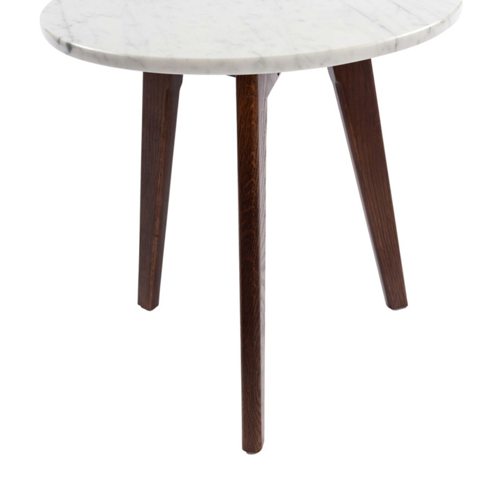 15.5 quotWhite and Brown Round Italian Carrara Marble Side Table   Midcentury   Side Tables And End Tables   by Christmas Central  Houzz