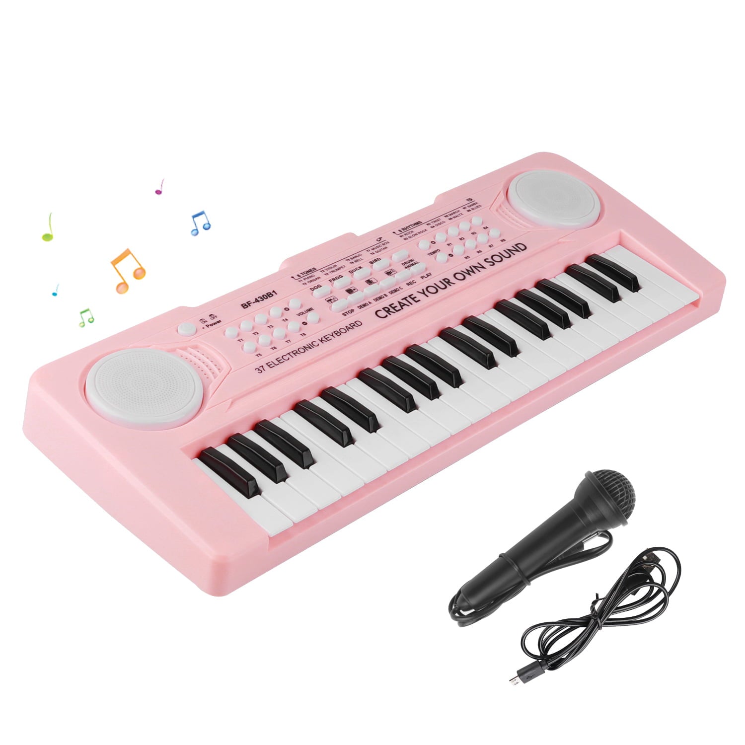 Zmoon 37 Key Piano for Kids with Microphone ，Portable Electronic Piano for Kids Early Learning Educational Music Toys for 3 Year +