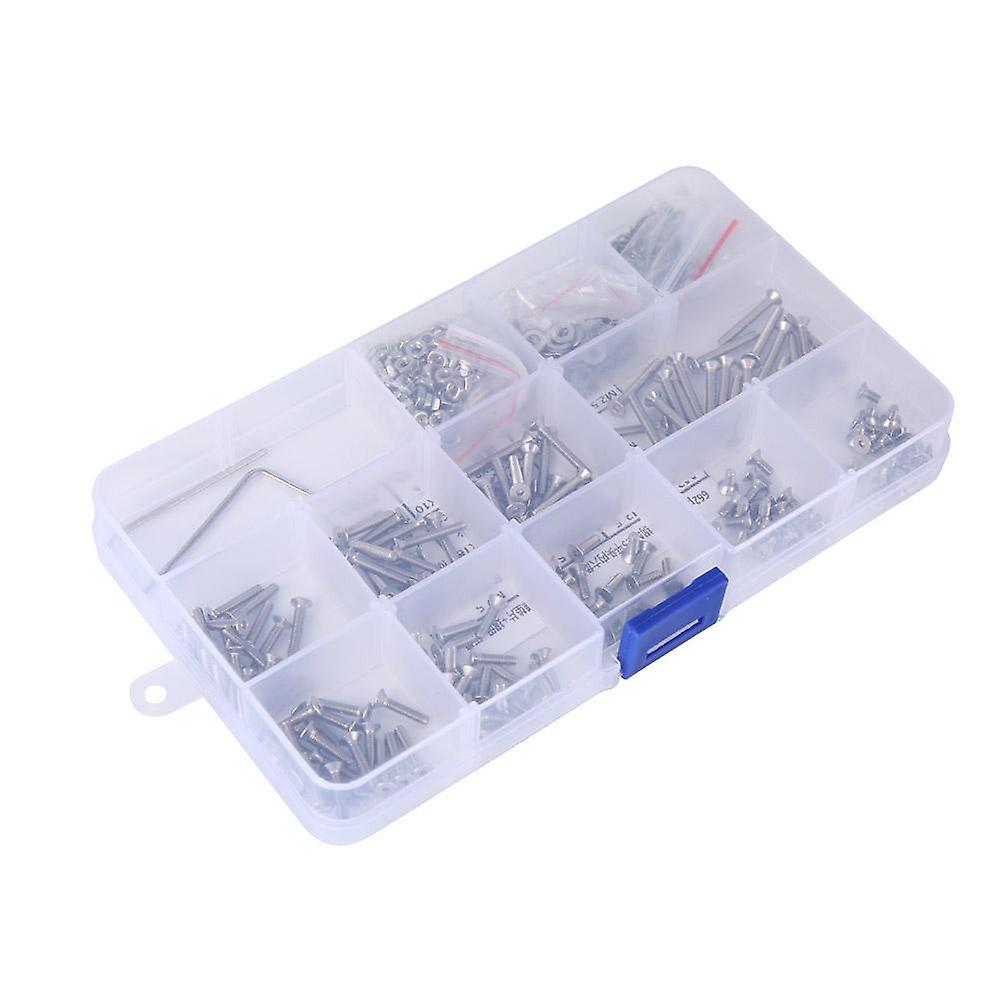 662pcs SUS304 M2.5 Countersunk Hex Socket Screw Nut Flat Washer Spring Gasket Assorted Kit