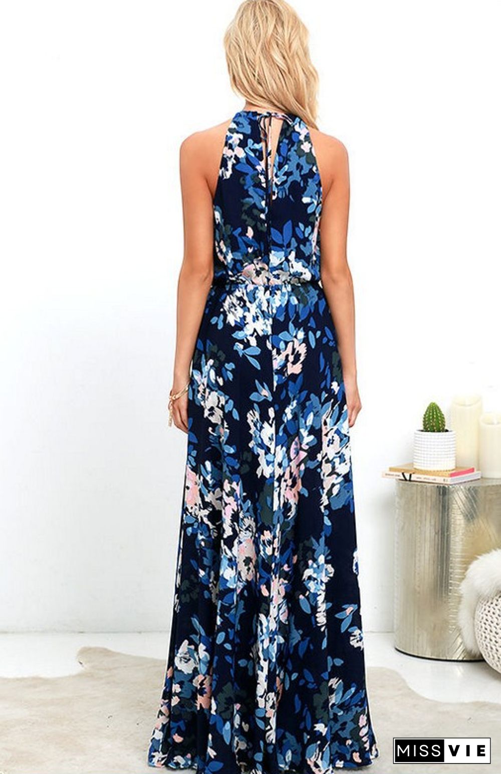 Bohemian Holiday Printed Sleeveless Split Dress