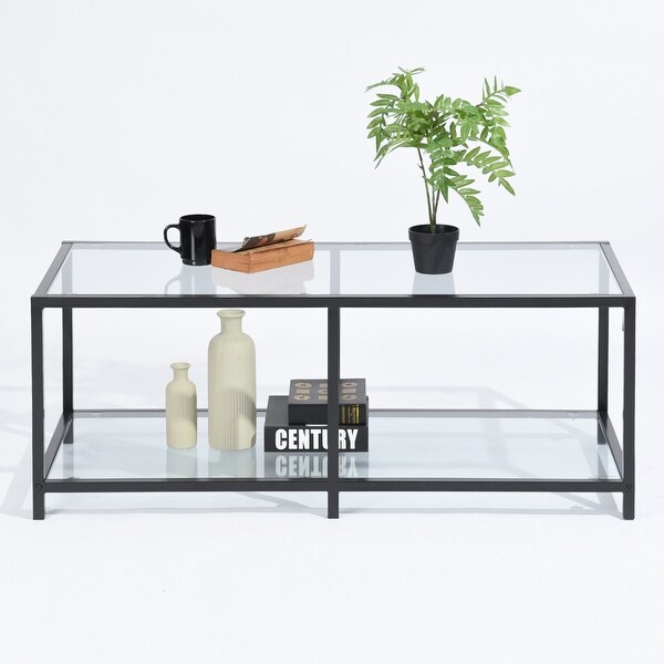 Homylin Justin Clear Glass Coffee Table