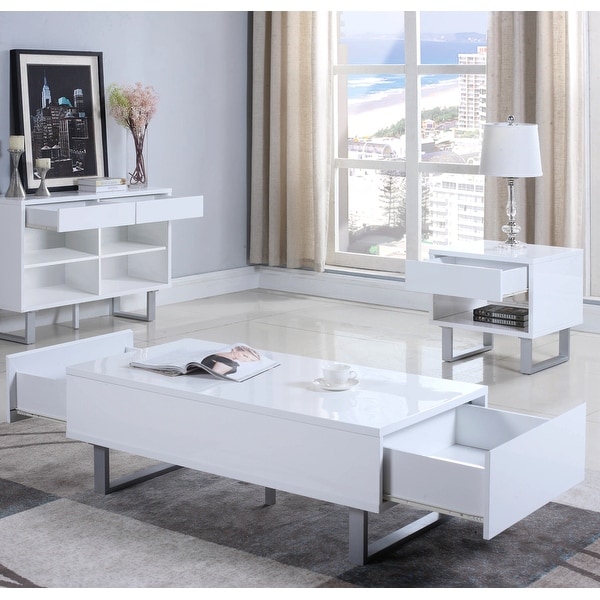 Modern Design Glossy White Living Room Table Collection