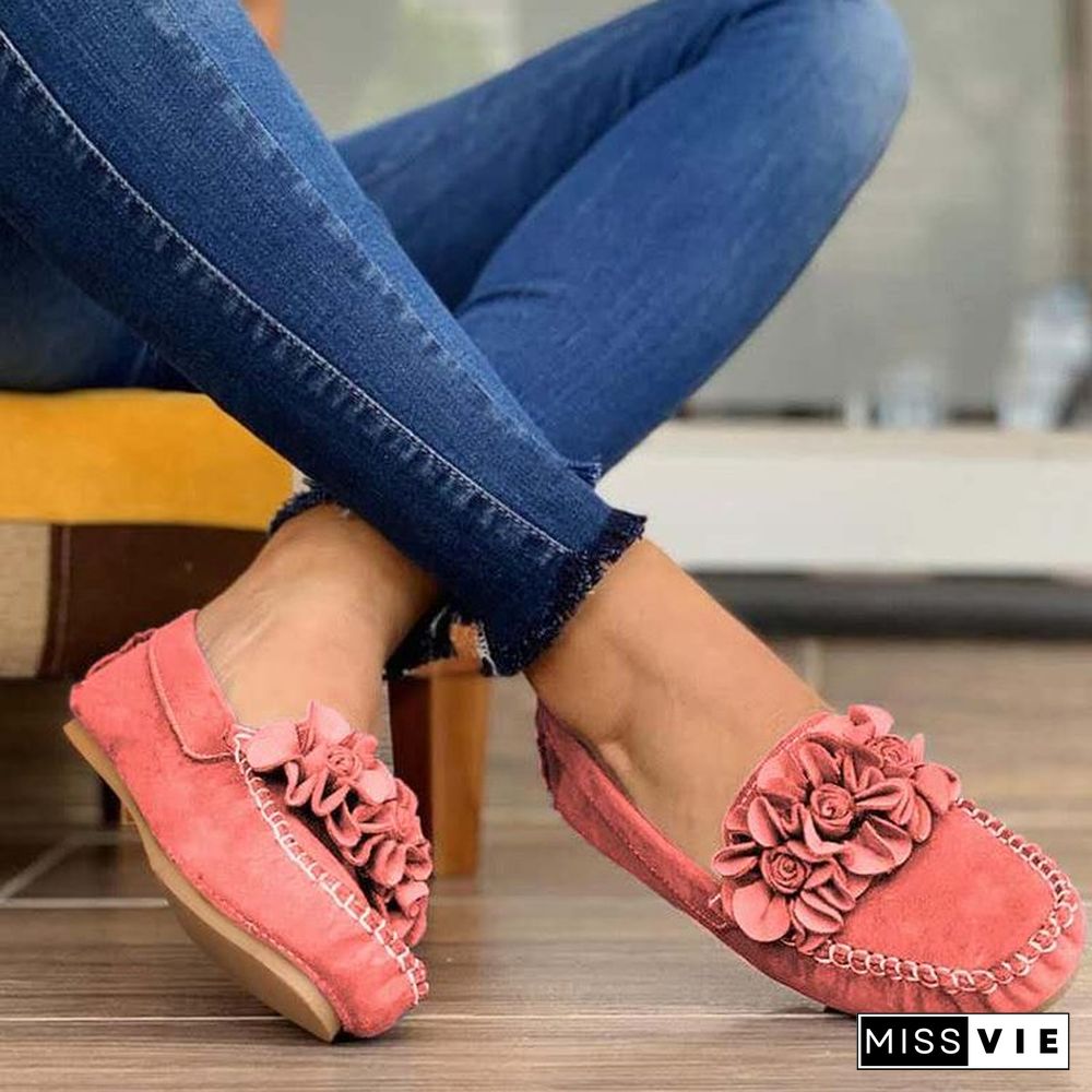 Women Shoes Handmade Ethnic Women Flats Leather Shoes Flat Flower Moccasins Soft Bottom Loafers Slip on Ladies Shoes Loafer