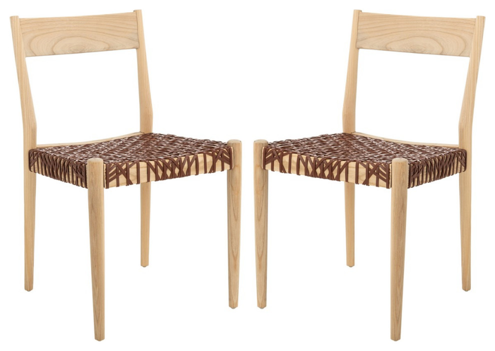 Rufus Dining Chair set of 2 Cognac / Natural   Midcentury   Dining Chairs   by Peachtree Fine Furniture  Houzz