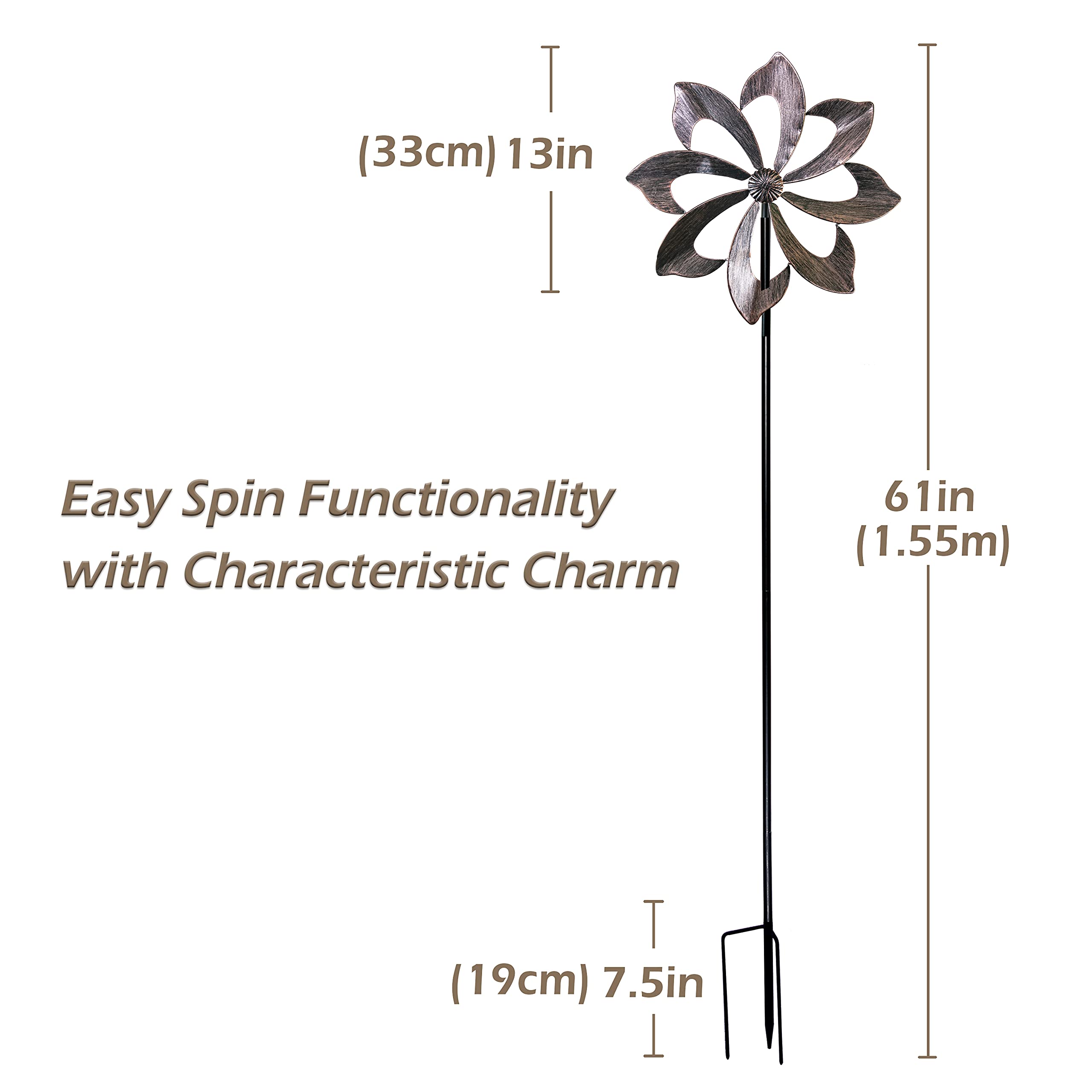 Steady Doggie | Wind Spinner Dahlia 61 in Single Blade Copper Bronze