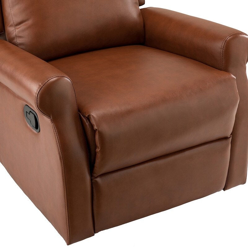 Leather Manual Swivel Recliner with Metal Base