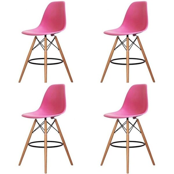 Adult Favourite Eiffel Style Plastic Stool - Wooden base(set of Four)