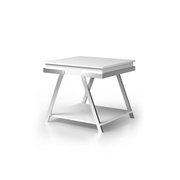 Cas Modern White End Table with Shelf by Furniture of America