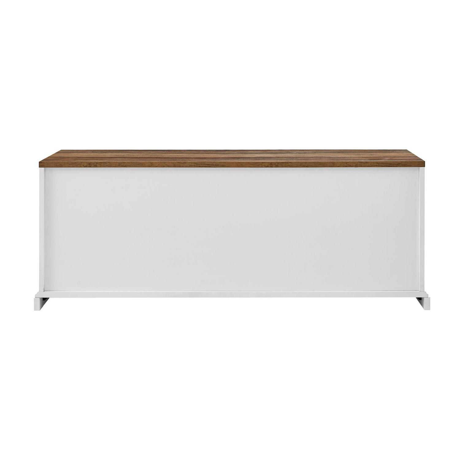 Woven Paths Storage Bench， White