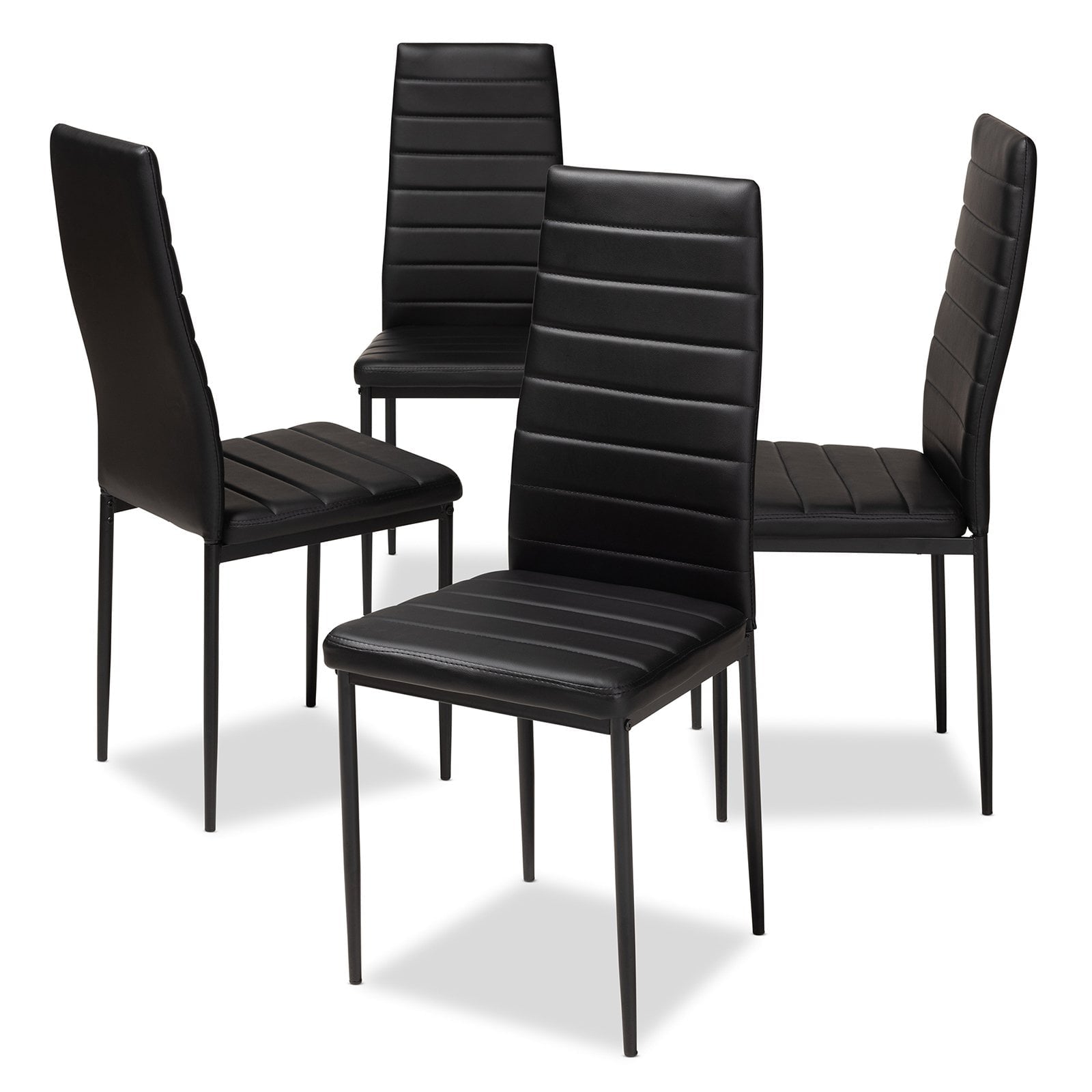 Baxton Studio Armand Faux Leather High Back Dining Side Chair - Set of 4