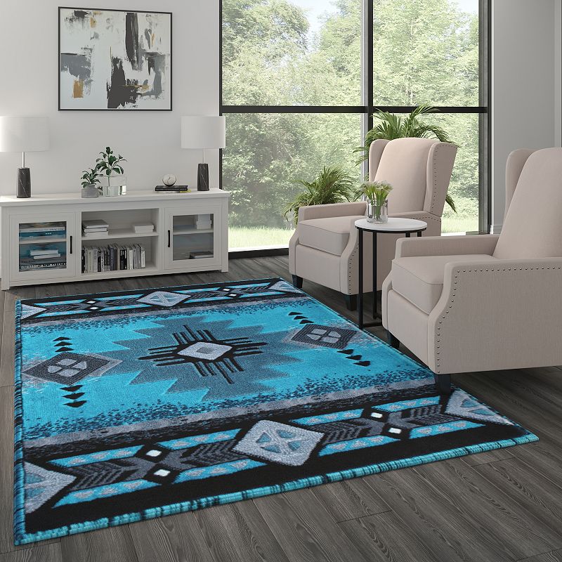 Masada Rugs Masada Rugs 6'x9' Southwest Native American Area Rug - Design C318 Turquoise