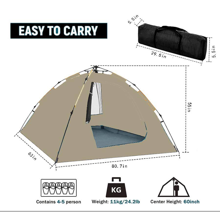 Amucolo 5-Person Waterproof Camping Dome Tent Portable Backpack Tent Suitable for Outdoor CampingHiking YeaD-CYD0-4IIX