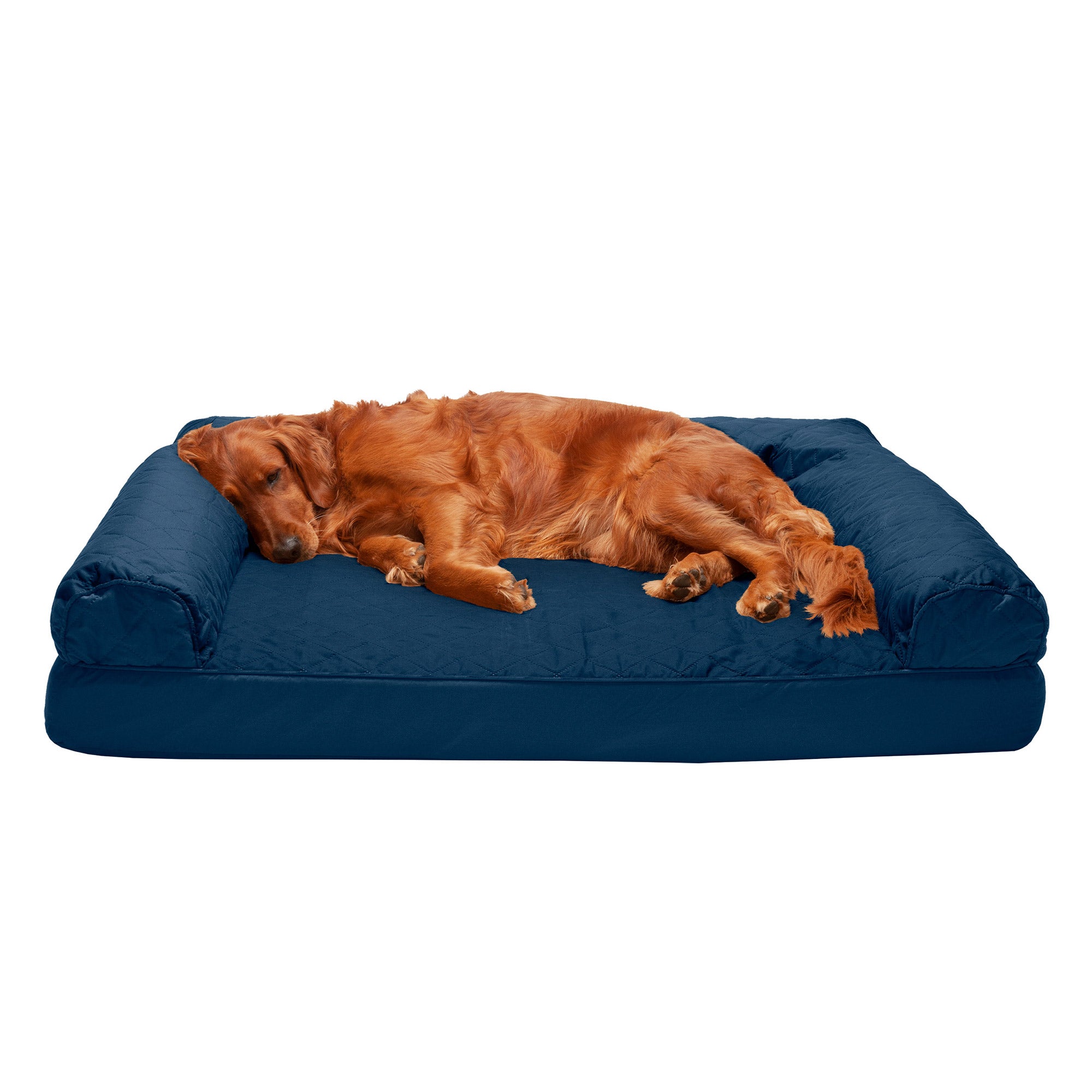 FurHaven | Orthopedic Quilted Sofa Pet Bed for Dogs & Cats, Navy, Jumbo