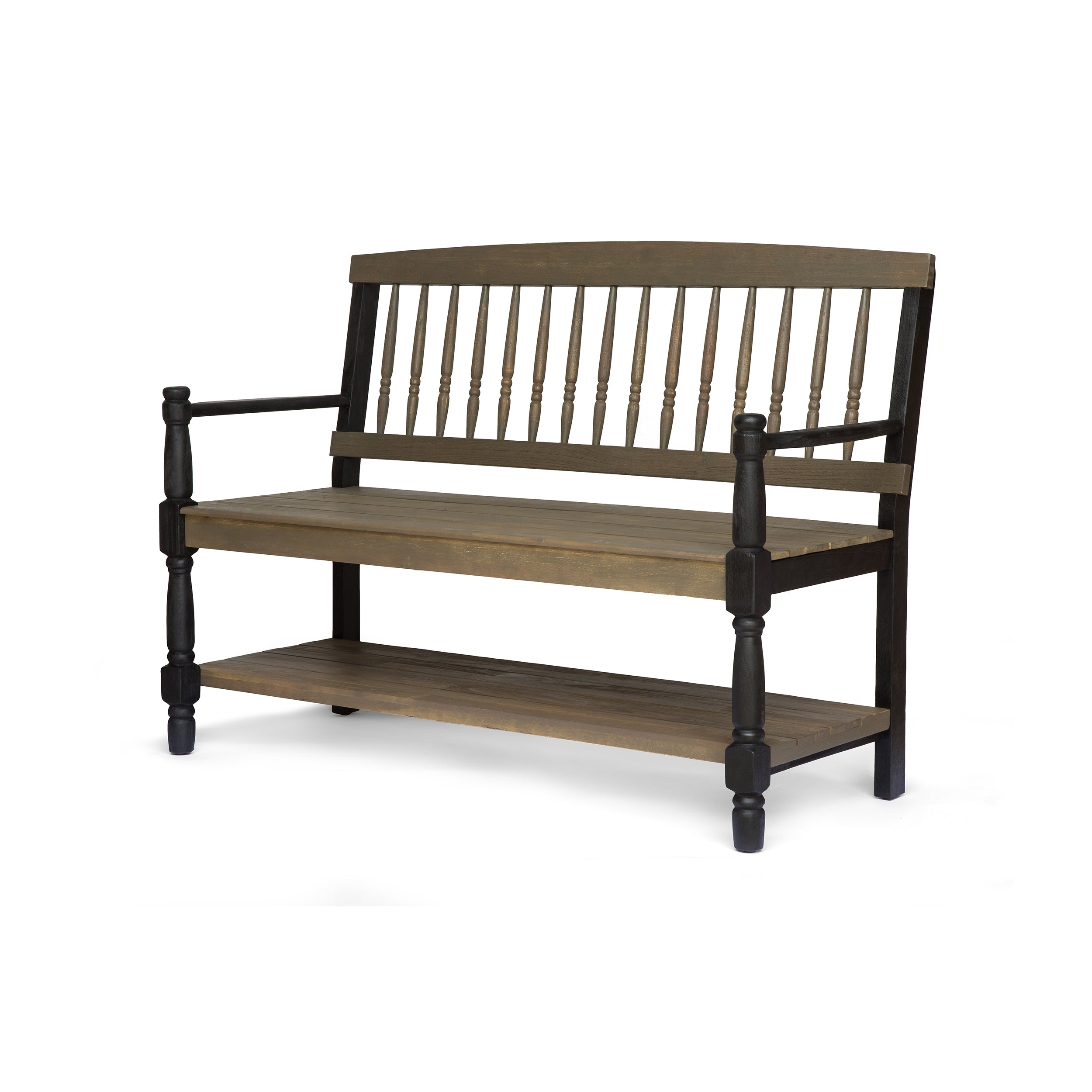 Daphne Outdoor Acacia Wood Bench with Shelf