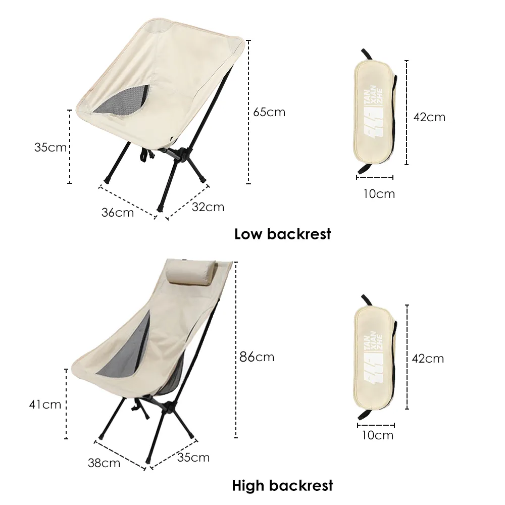 Your cityOutdoor Camping High Back Moon Chair Folding Portable Metal Picnic Chair With Carrying Bag For Camp Travel Beach Hiking