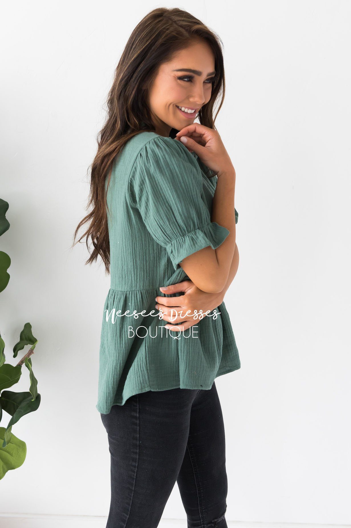 Having Fun Modest Peplum Blouse