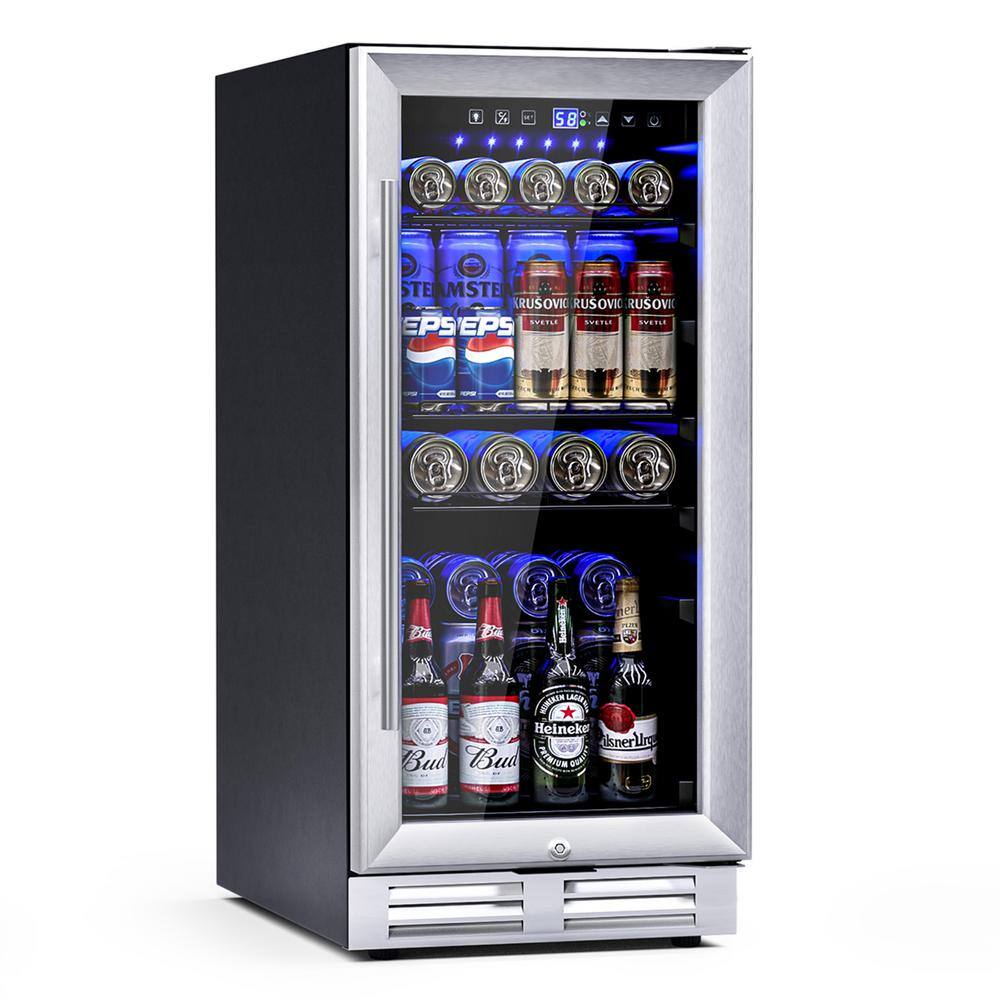 Gymax 15 in. 46-Bottle Wine and Refrigerator 100-Can Beverage Cooler Built-in Freestanding Beverage GYM09275