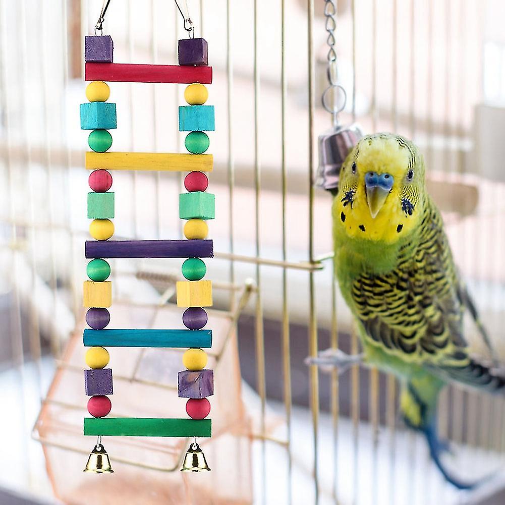 Wood Bird Pets Ladder Color Playing Chewing Biting Toy for Parrot