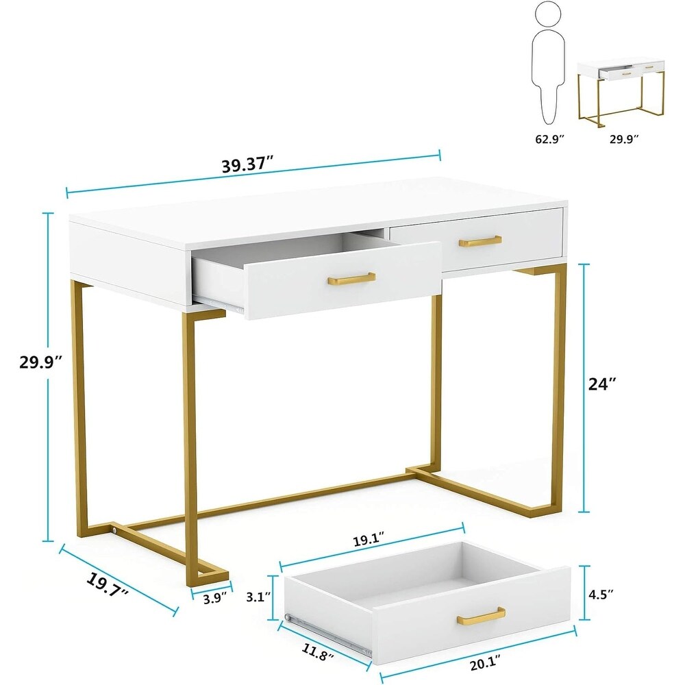 40 Inch Small Desk with Drawers