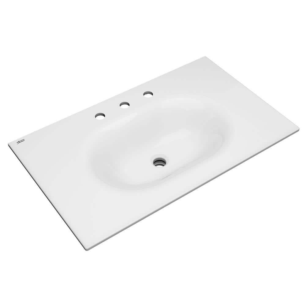 American Standard Studio S 33 in Bathroom Vanity Sink Top with 8 in Faucet Holes in White