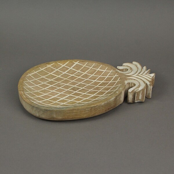 12 Inch Hand Carved Pineapple Wooden Serving Tray Decorative Serveware - 1.5 X 11.75 X 7.75 inches