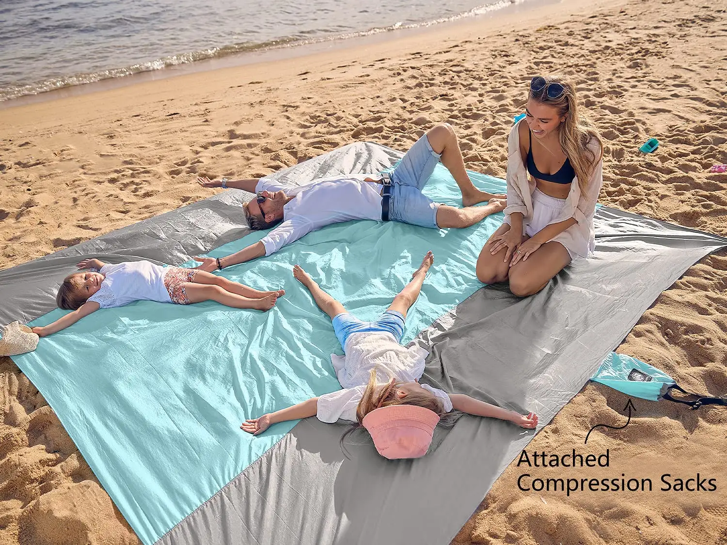 Free Sample Quick Dry Extra Large Beach Mat Blanket With 4 Stakes   Pockets Sand Proof Camping Picnic Mat