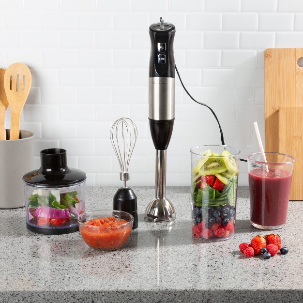 Hastings Home 4 in 1 6 speed Anti splash Immersion Blender With Attachment Set