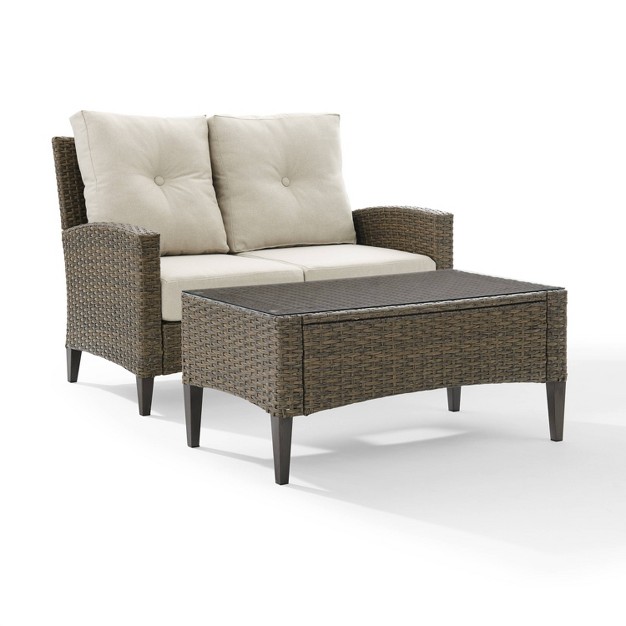 Rockport 2pc Outdoor Wicker Loveseat Seating Set Crosley