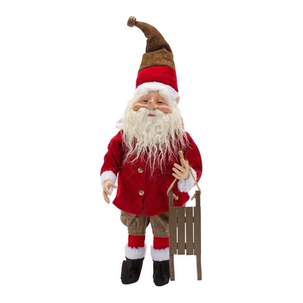 Set of 2 Santa with Ski and Sled Christmas Tabletop Figurines 25.25