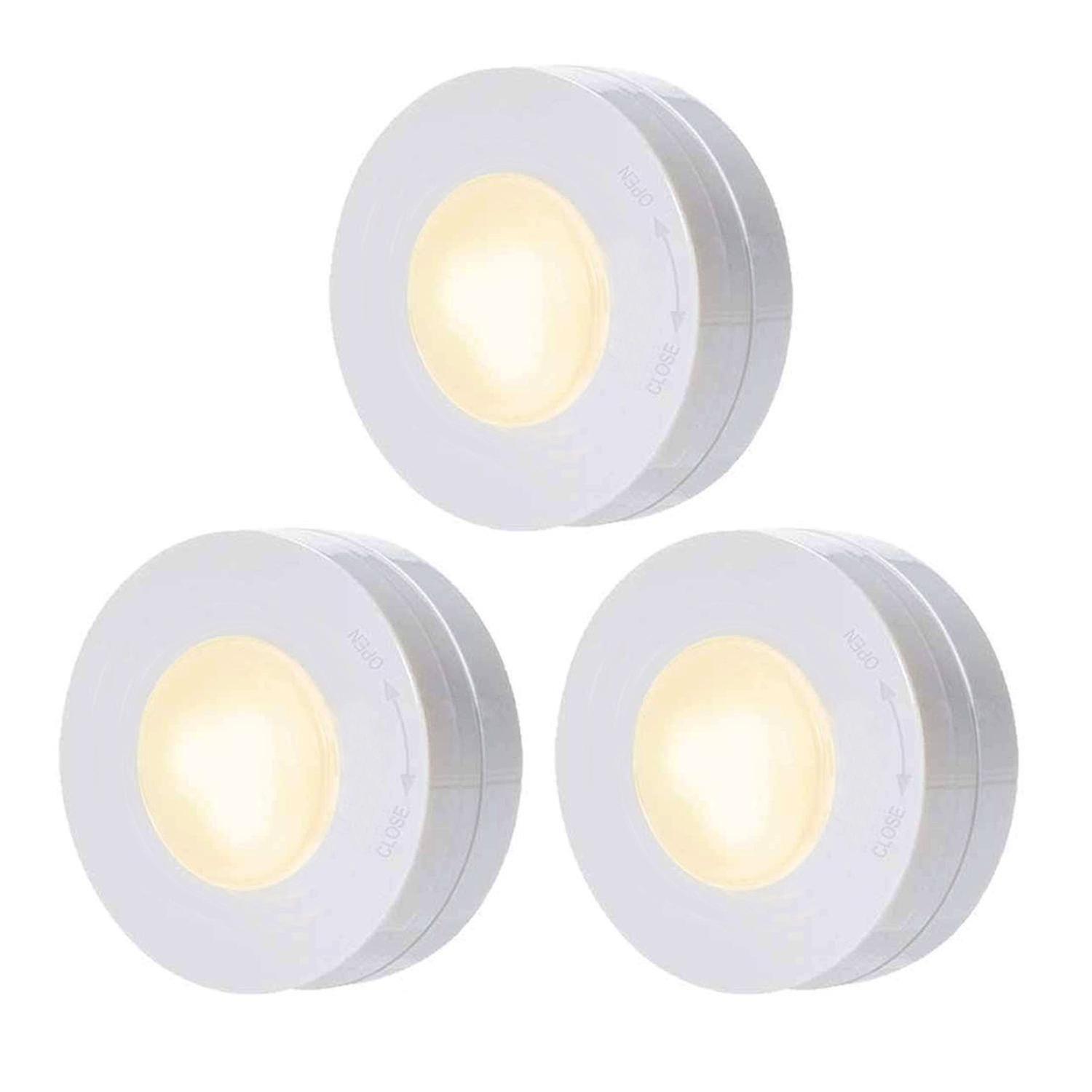 6pcs Faucet Light Mini Night Light Led Disc Light Portable Under Cabinet Lighting Battery Powered