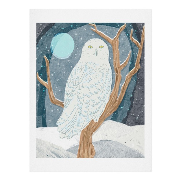 Sewzinski Snowy Owl At Night Art Print Society6