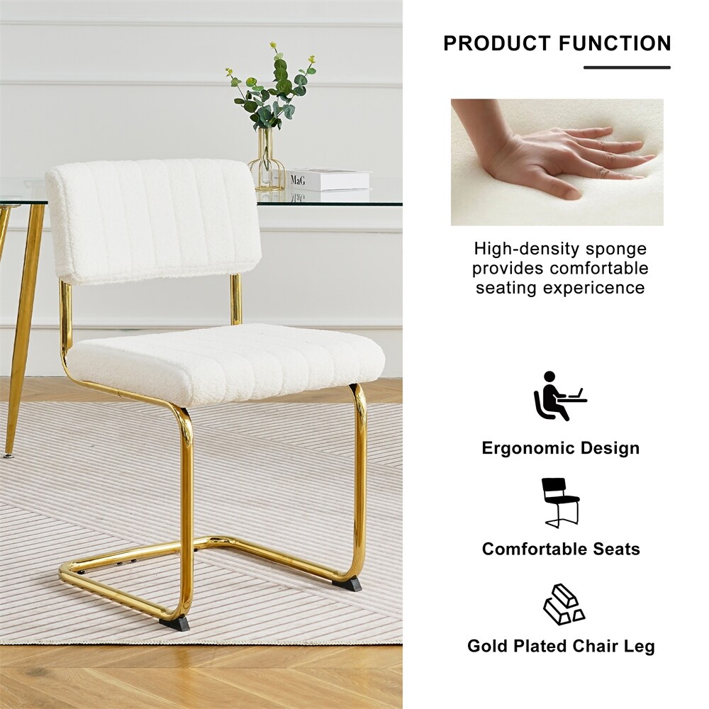 Modern Simple Light Luxury Dining Chair with Metal Leg(set of 4)