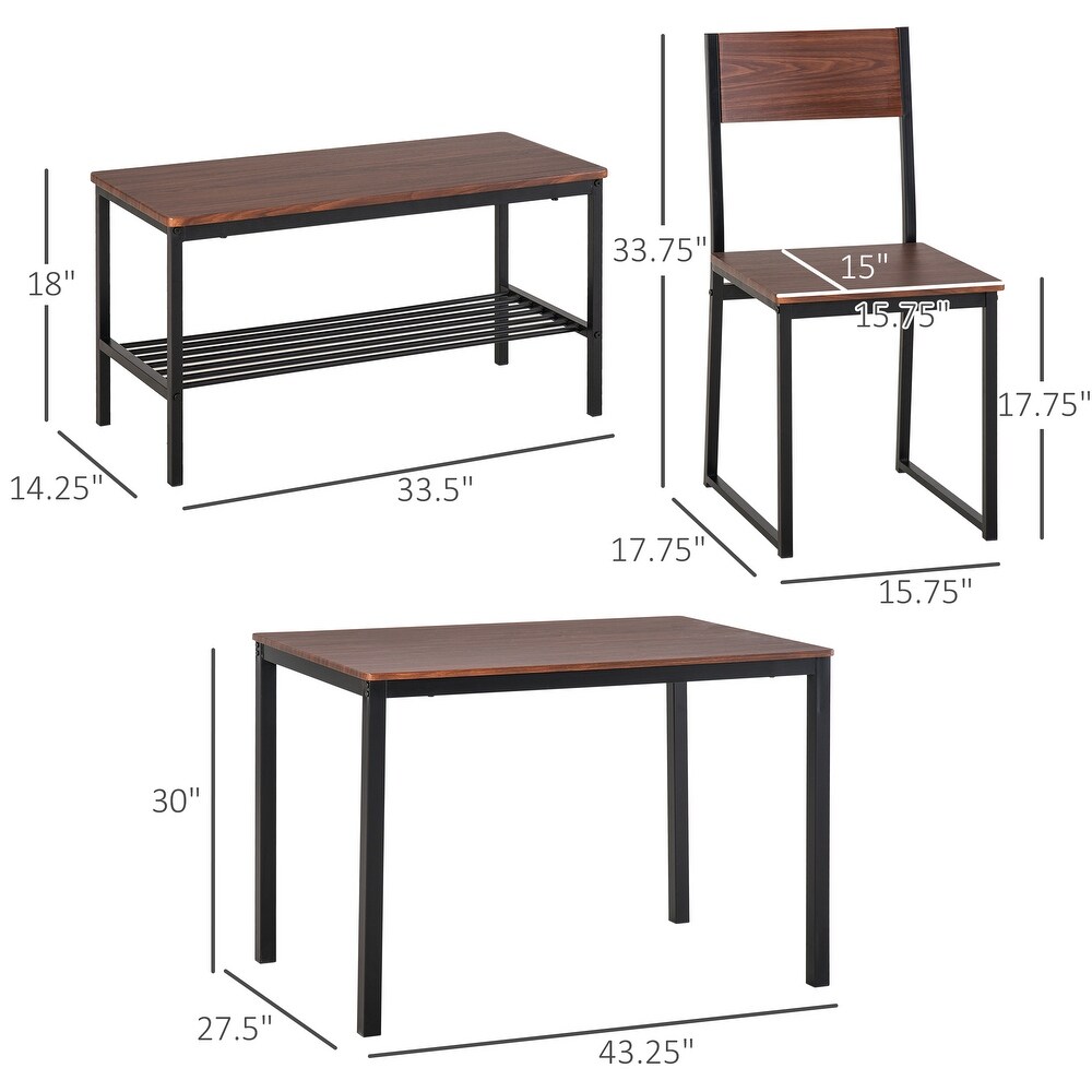 HOMCOM 4 piece Industrial Dining Table Set