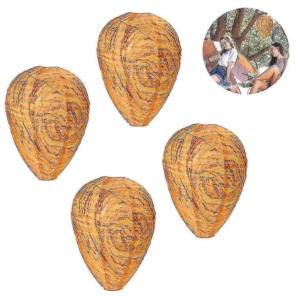 Miman 4 Pieces Waterproof Wasp Nest Decoys Hanging Hornet Deterrents Fake Cloth Wasp Nest Non-toxic Bee Decoy Deterrent For Home And Garden Outdoors