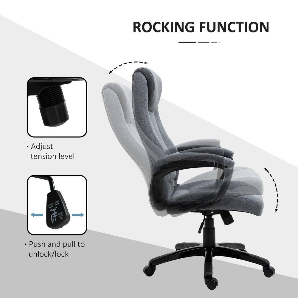 Vinsetto Modern Grey Fabric Computer Chair with Back Support Adjustable Height 921-240