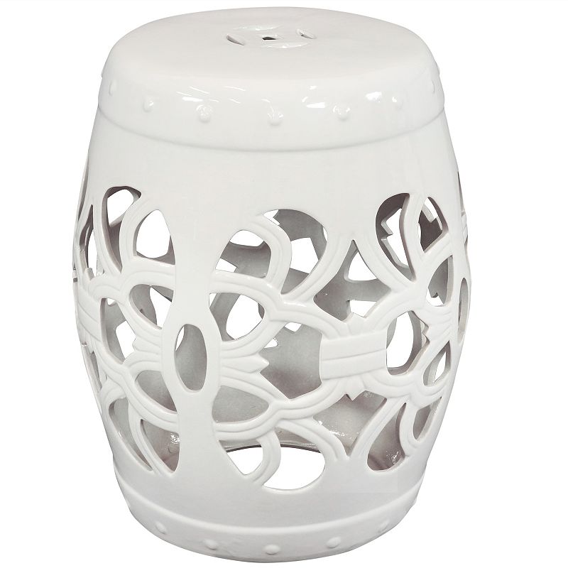 Sunnydaze 18 Modern Knotted Quatrefoil Ceramic Garden Stool