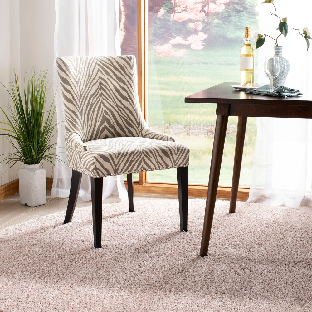 SAFAVIEH Dining Parsons Becca Zebra Grey Dining Chair   22\